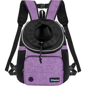 PetAmi Adjustable Dog Cat Chest Carrier Backpack Ventilated Purple Max 15 lbs